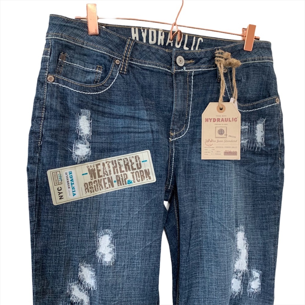 Hydraulic Distressed Destructed Boot Cut Jeans